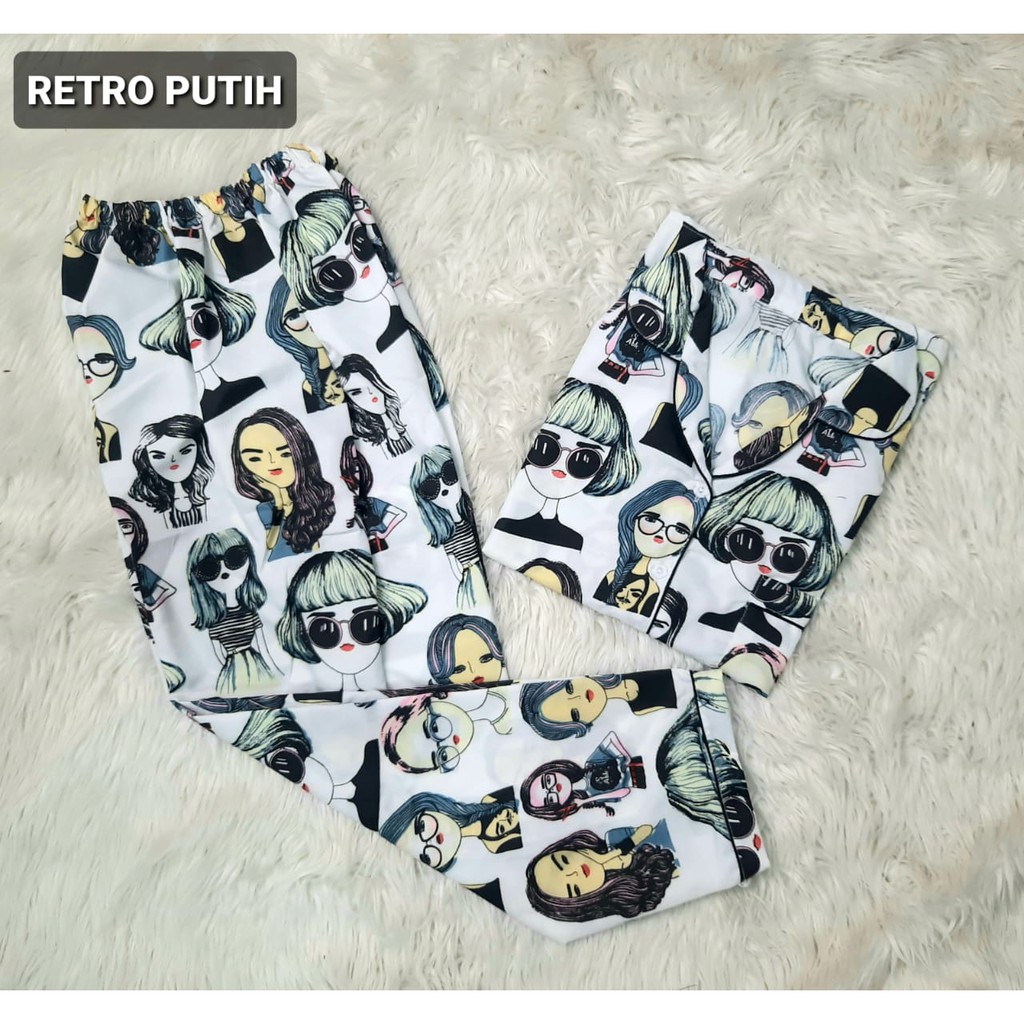HipNop Piyama CP MIX Baju Tidur Wanita Dewasa Celana Panjang Lengan Pendek Kimono