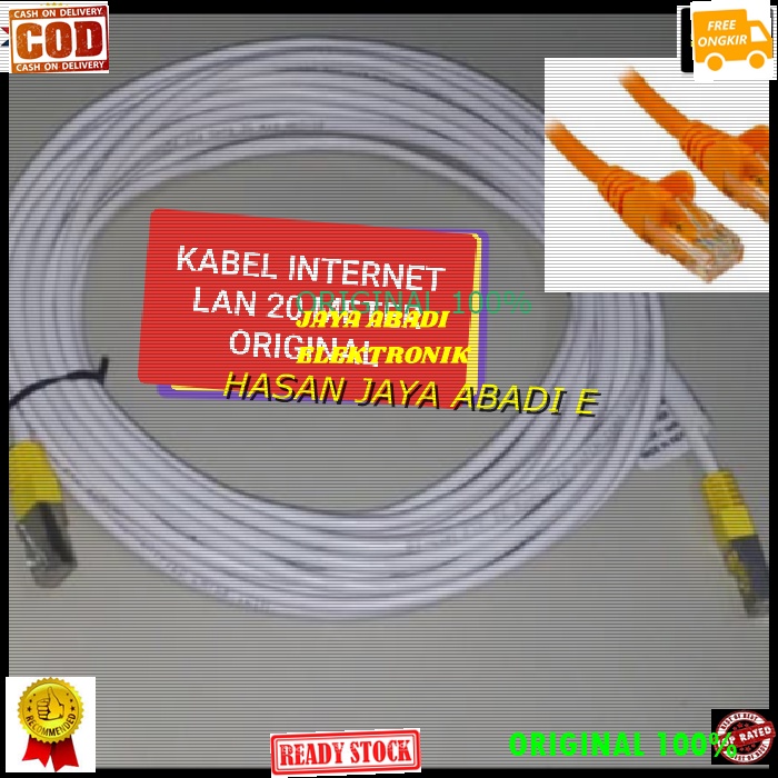 G300 ORIGINAL KABEL LAN RJ45 20 METER CAT5 UTP INTERNET WIFI HOTSPOT JARINGAN KONEKTOR PLUG BOOT KOM