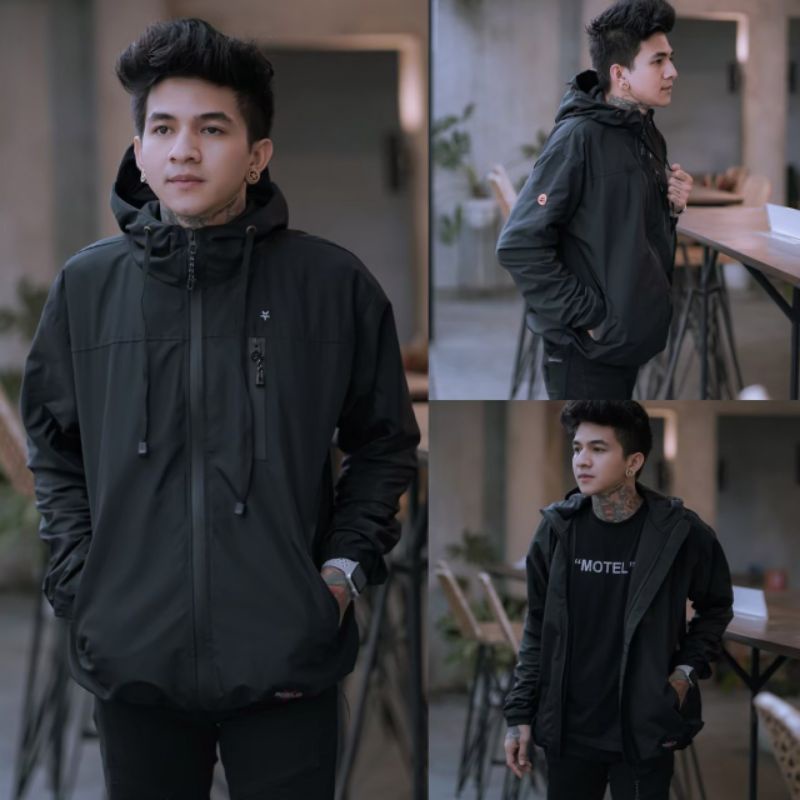 jaket pria waterproof hoddie premium , jaket pria outdoor parasit terbaru original Rebel.id