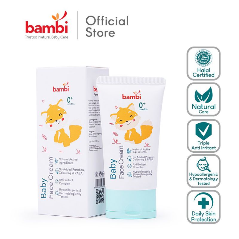 Bambi Face Cream, krim wajah bayi Bambi Baby Face cream 50ml