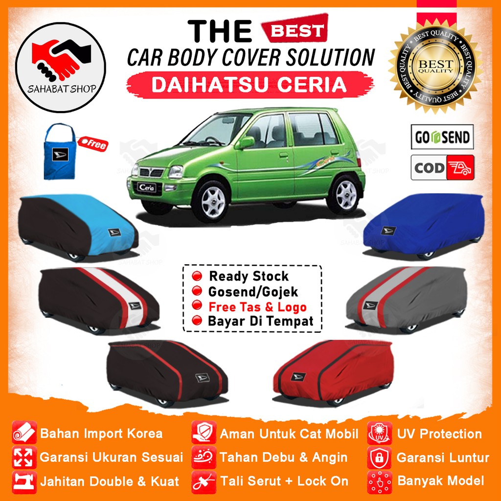 Sahabat Body Cover Mobil Ceria / Sarung Penutup Daihatsu Ceria Outdoor / Mantel Selimut Pelindung Tutup Kerudung Pembungkus Jas Mantol Terpal Kerodong Kelambu Tutupan Bungkus Mobil Ceria Waterproof Anti Air Model Orange