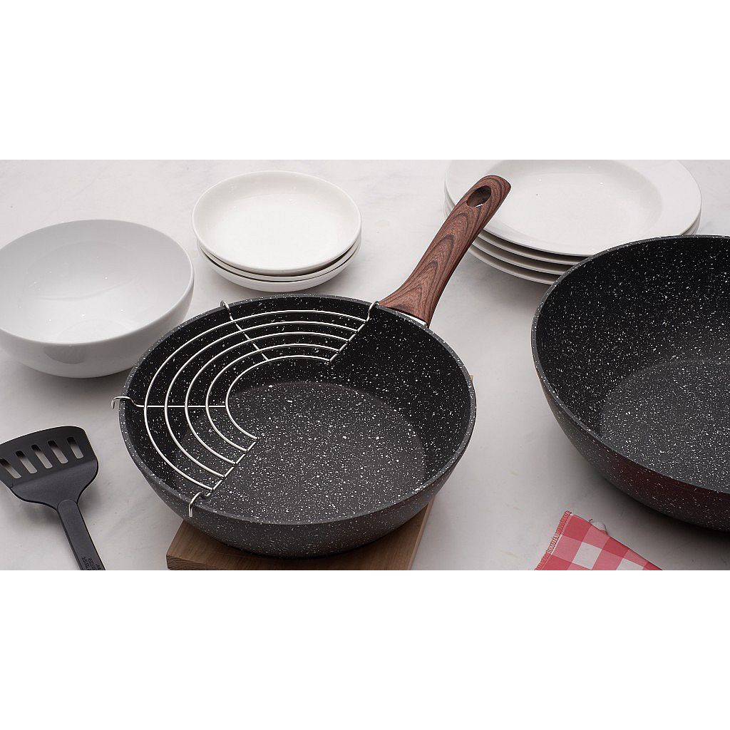 IDEALIFE IL-24DFP Cookware Deep Frypan 24 cm - Panci Penggorengan Deep Fry Pan Marble IL-24 DFP 24cm Panci Premium Marble