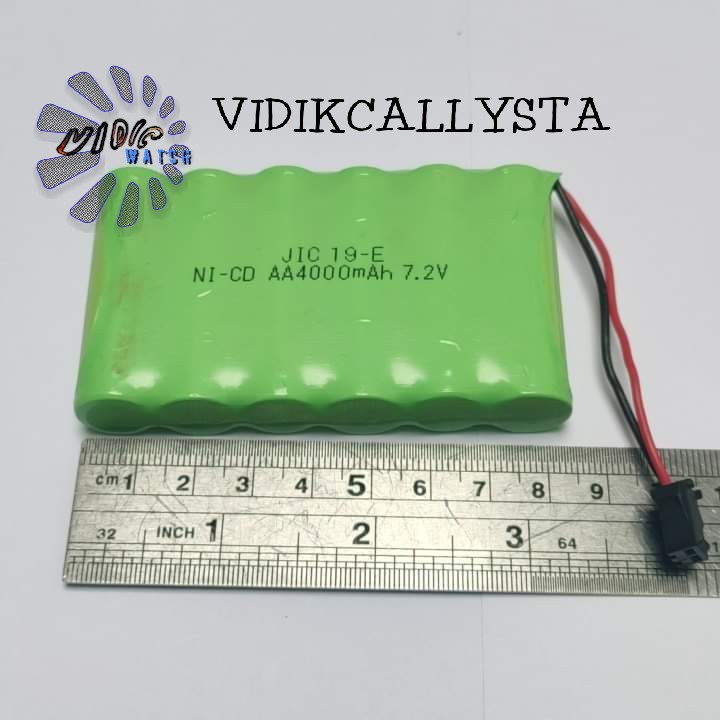 Baterai NiCd RC AA 4000mAh 7.2V Socket Hitam isi 6