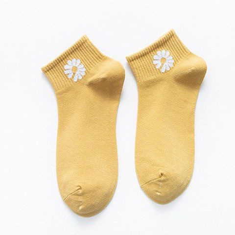 HaiWai COD KAOS KAKI ANKLE SOCK MOTIF BUNGA DAISY WARNA WARNI SEMATA KAKI U16-YELLOW
