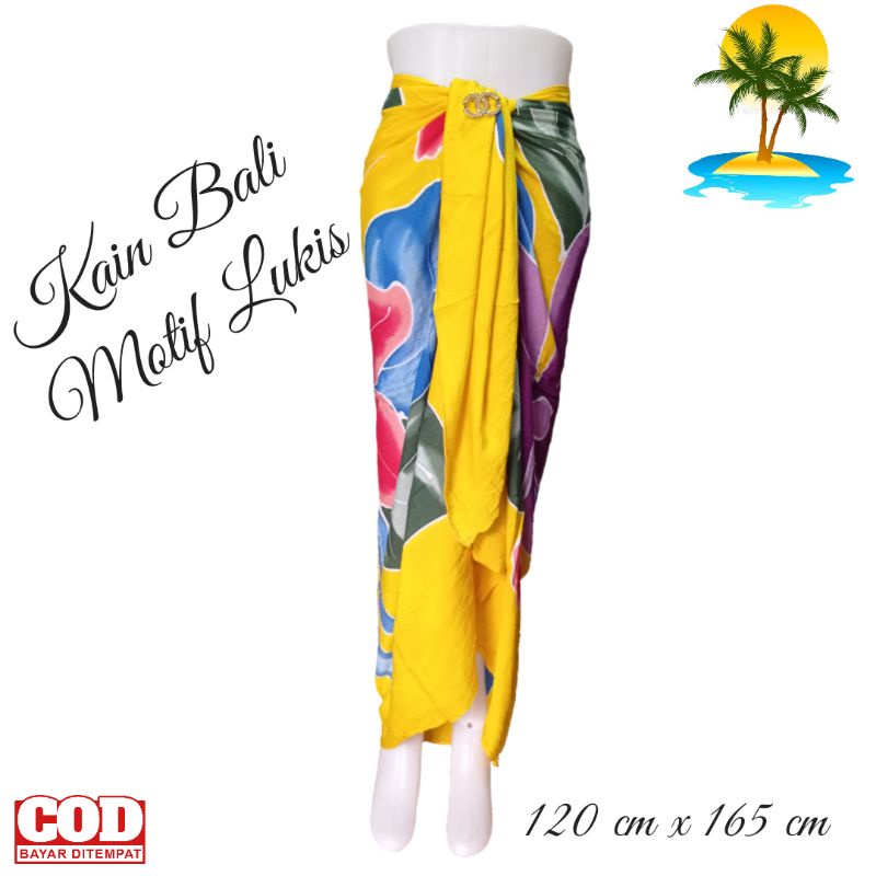 Kain Bali Pantai - Kain Bali Motif Lukis Tangan Standar - Sarung Pantai Azka Mode - Sarung Bali - Ka