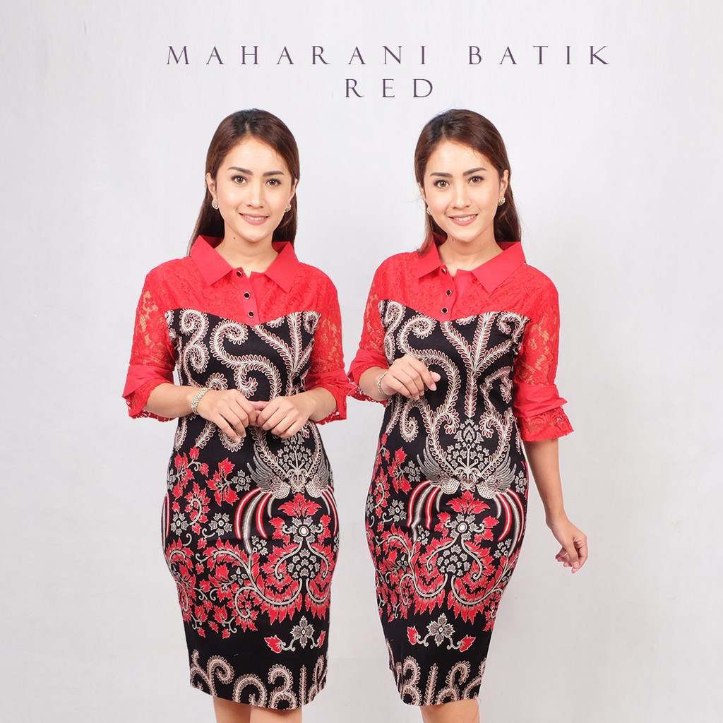 BK  MAHARANI dress pesta batik mix brokat / gaun party wanita / dress pesta modern murah / dress