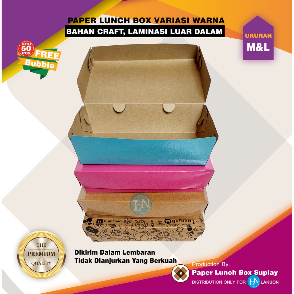

PAPER LUNCH BOX TAKE AWAY WARNA VARIASI CRAFT LAMINASI LUAR DALAM