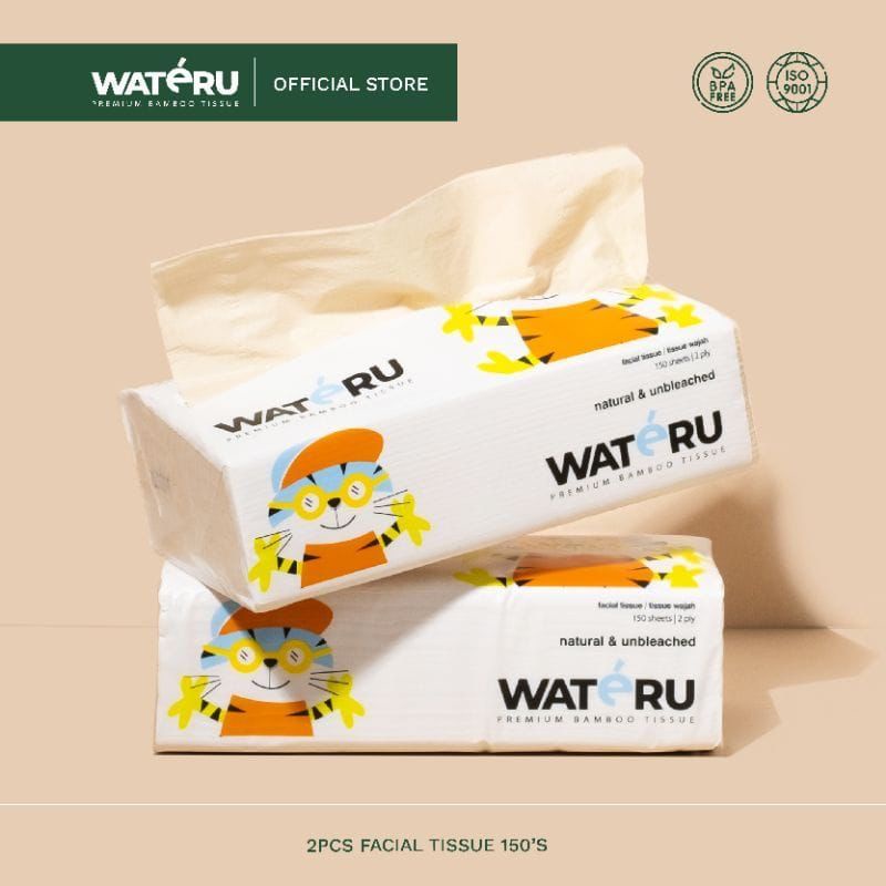 Wateru Premium Bamboo Tisuue ~ Tisu Bambu Premium Wateru 150 Sheets | 2 Ply [ facial tissue/ tissue 