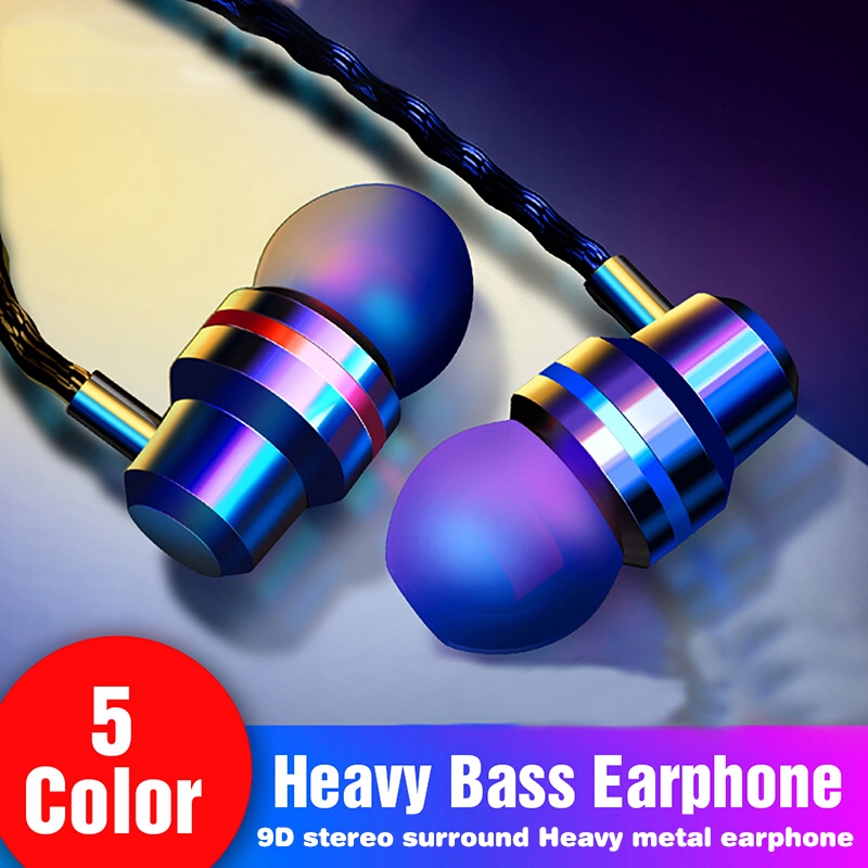 Earphone In-Ear Subwoofer Hifi 4d 3.5mm Bahan Metal Dengan Mikrofon Untuk Smartphone