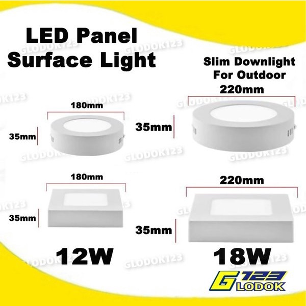 Lampu Downlight 12W 18W Lampu LED Panel Surface Light Outdoor