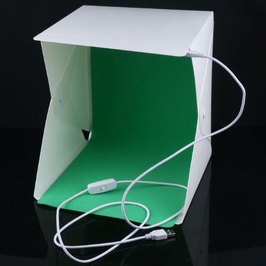 Photo Studio Mini 23 x 23 x 27 cm Dengan LED dan 4 PCS Background Size S PU5022