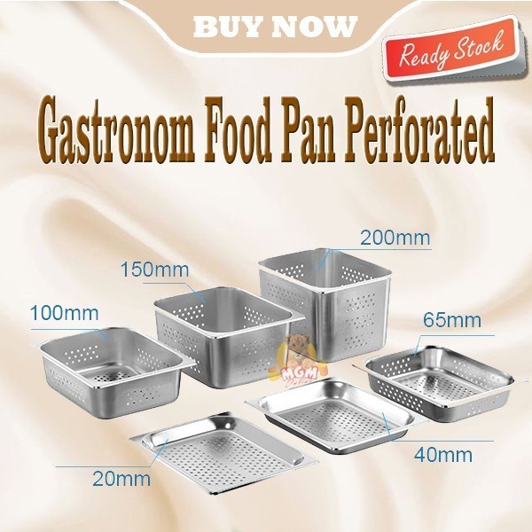 Food Pan Stainless 1/2 Tinggi 150mm Perforated LUBANG Gastronorm