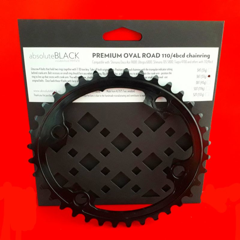 CHAINRING OVAL 36T ABSOLUTE BLACK PREMIUM OVAL ROAD FOR SHIMANO 9000 - 6800