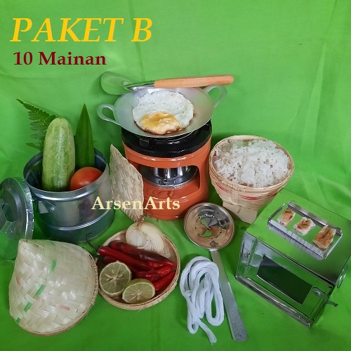 Mainan Masak Masakan (Paket B) Mainan Anak Perempuan Mainan Alat Dapur Alat Masak Tradisional 10 Pcs