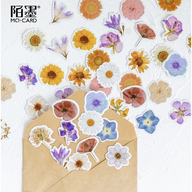 FLOWER SET DIY STICKER FLOWER DEKORASI SCRAPBOOK PLANNER DIARY (46pcs)