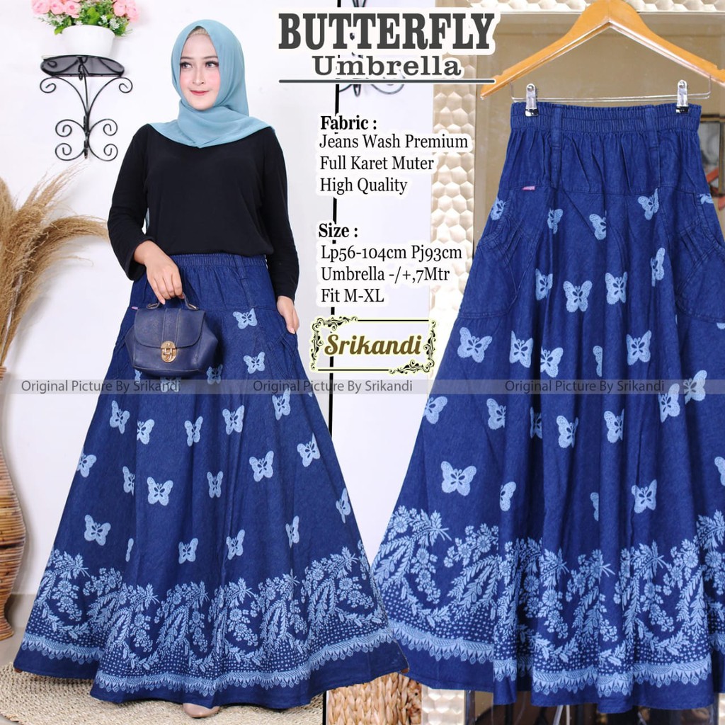 butterfly umbrella skirt jeans by srikandi