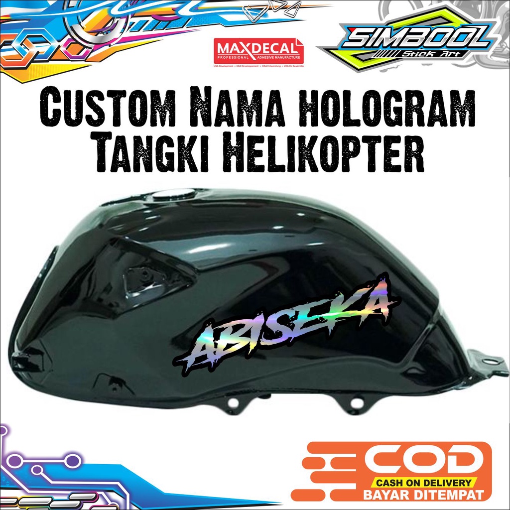 sticker tangki herex hologram maxdecal (wajib chat untuk custom nama) 1set isi 2 stiker