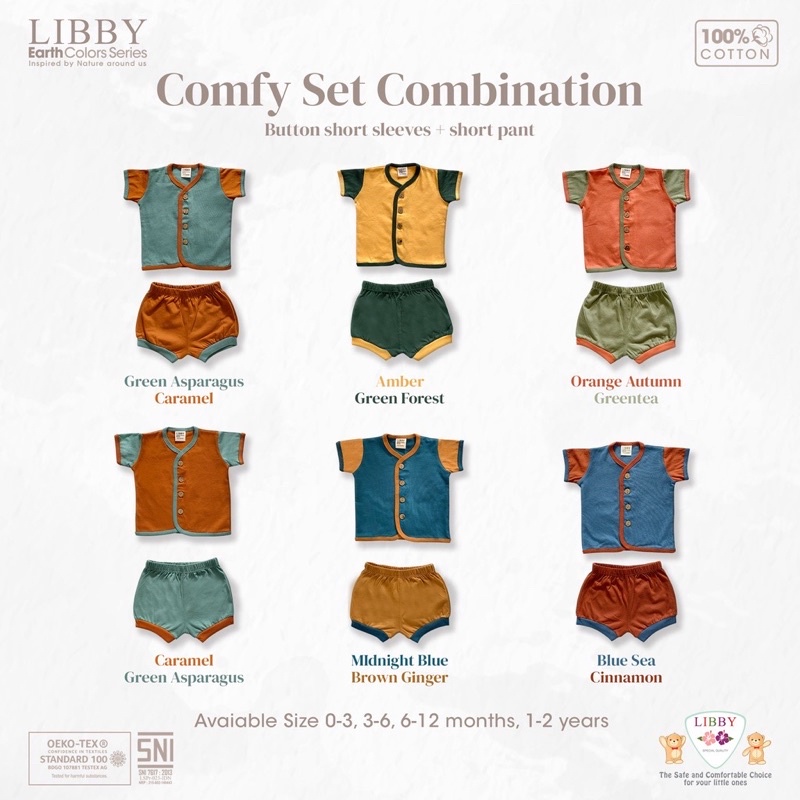 LIBBY COMFY SET EARTH COLORS SERIES SETELAN PENDEK / BAJU BAYI