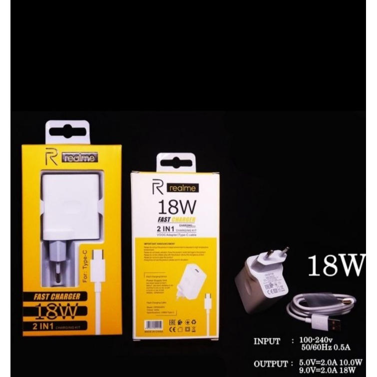 CHARGER 18W FAST CHARGING TYPE C REALME C17 C25 ORIGINAL 100%