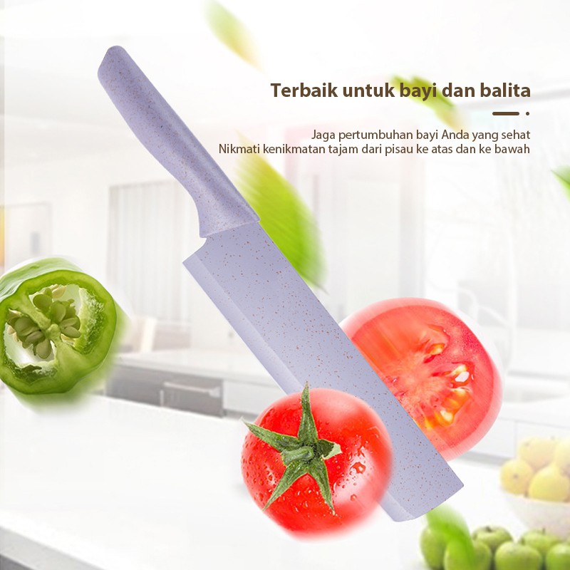 JOS0023 Pisau Dapur 6in1 Jerami Gandum Anti Lengket Anti Karat / Kitchen Knives Set