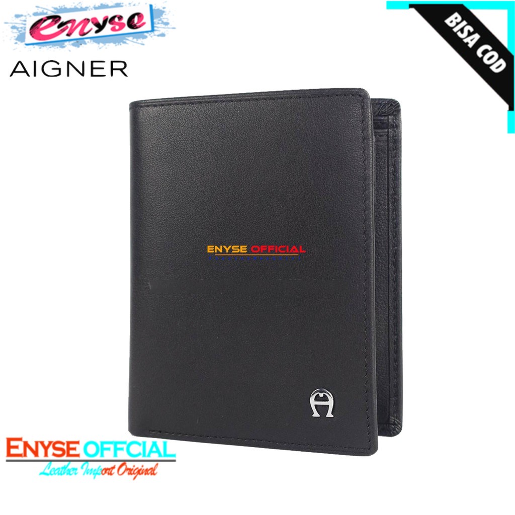 [ENY] AIGNER AEBOIS ORIGINAL DOMPET LIPAT BERDIRI / DOMPET PRIA KULIT ASLI WARNA HITAM POLOS PREMIUM