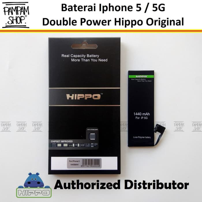 PAKET BUNDLING BATERAI HIPPO IPHONE 5 5G DAN CABY 2 LIGHTNING 200CM Double Power Original Batre Ori