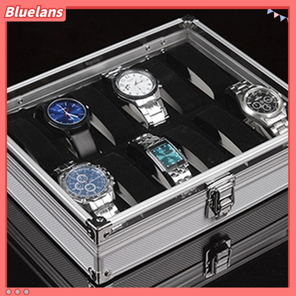 Kotak Organizer Jam Tangan Multifungsi 6 / 12 Sekat Bahan EVA Aluminum Alloy