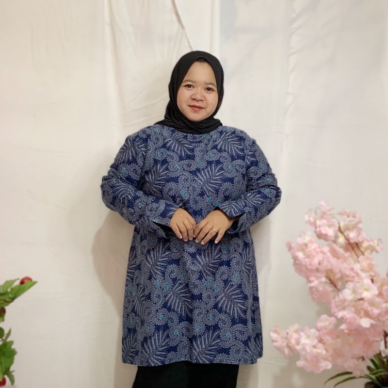 Atasan Tunik Batik Wanita Jumbo LD 120 LD 130 LD 140