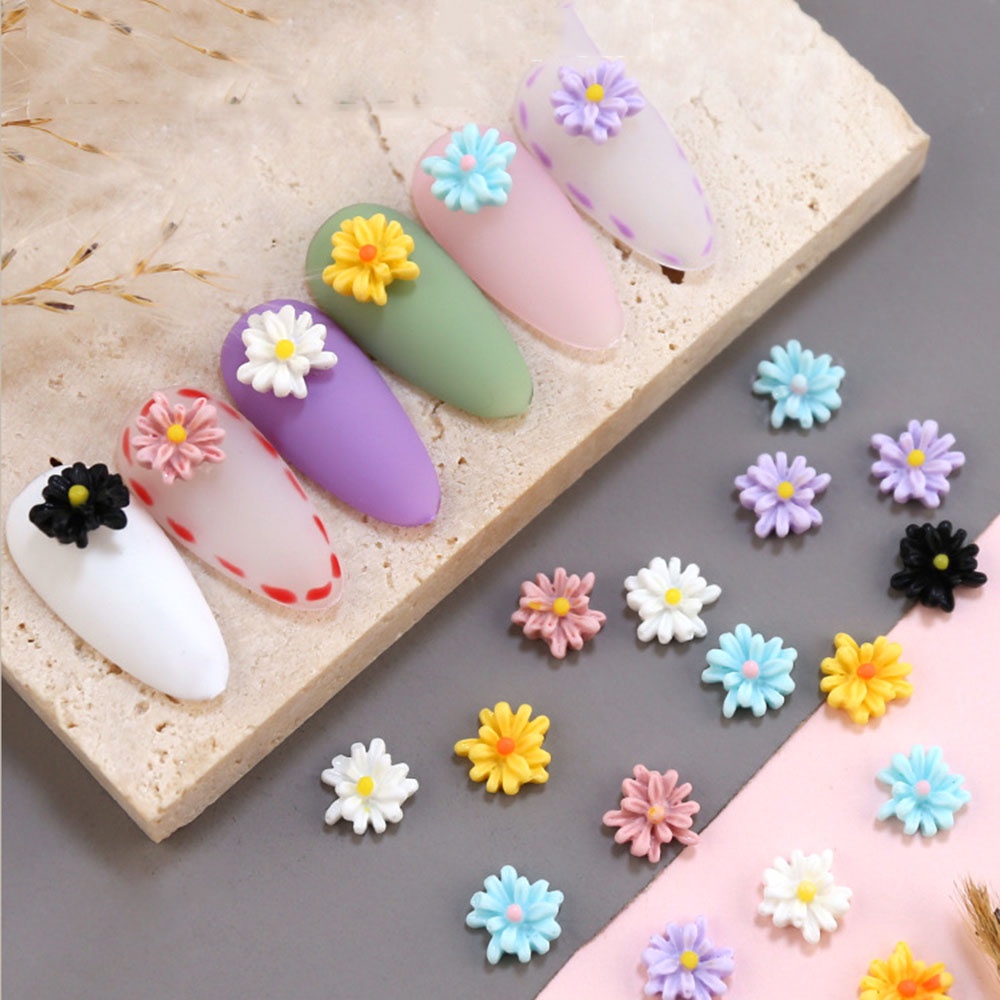 Mxbeauty Bunga Aster 3d Bahan Resin Warna Permen Untuk Dekorasi Nail Art