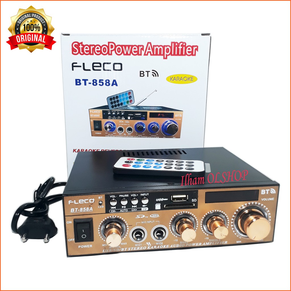 Fleco Amplifier Bluetooth Mini BT-858A Stereo Karaoke