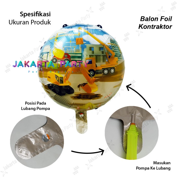 Balon Foil Bulat Alat Konstruksi / Balon Foil Kendaraan Alat Berat