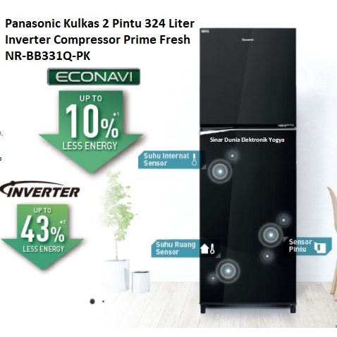 Panasonic Kulkas 2 Pintu 324L Inverter NR BB331Q PK Prime Fresh 331QPK