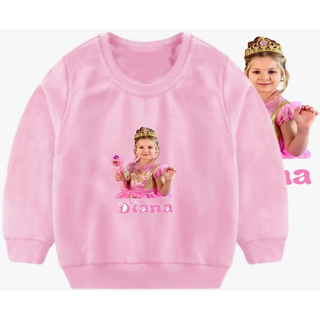 HolicFashion. Sweater Anak LOVE DIANA Print DTF | Sweater Crewneck Anak perempuan | Sweater Oblong A