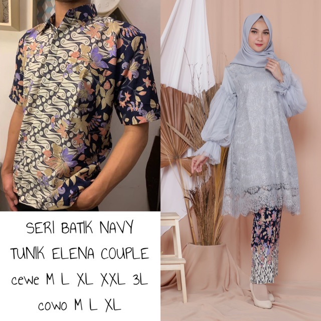 TUNIK ELENA SERI NAVY COUPLE / KEBAYA COUPLE / KEBAYA TUNANGAN