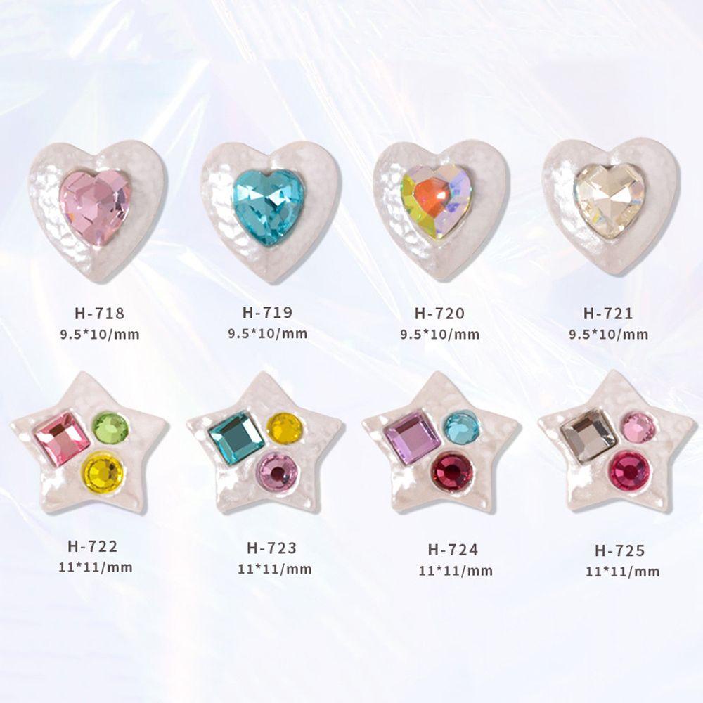 Mxbeauty Heart Nail Art Rhinestones Korea Cinta Hati Warna-Warni Fashion Perhiasan Kuku 3D