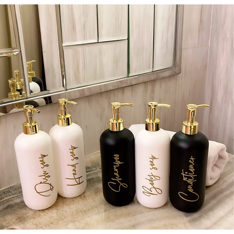 botol doff N24 HITAM PUTIH 500ml gold new pump gold luxury . aesthetic bottle minimalist refill organizer laundry bathroom tempat sabun cair isi ulang estetik