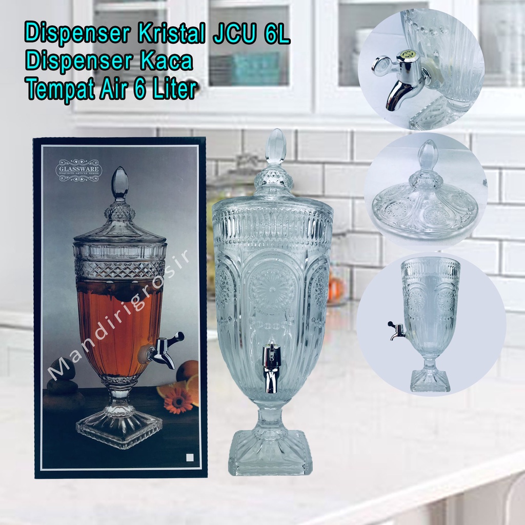 Dispenser Kristal JCU 6L *GlassWare * Dispenser Kaca * Tempat Air 6 Liter