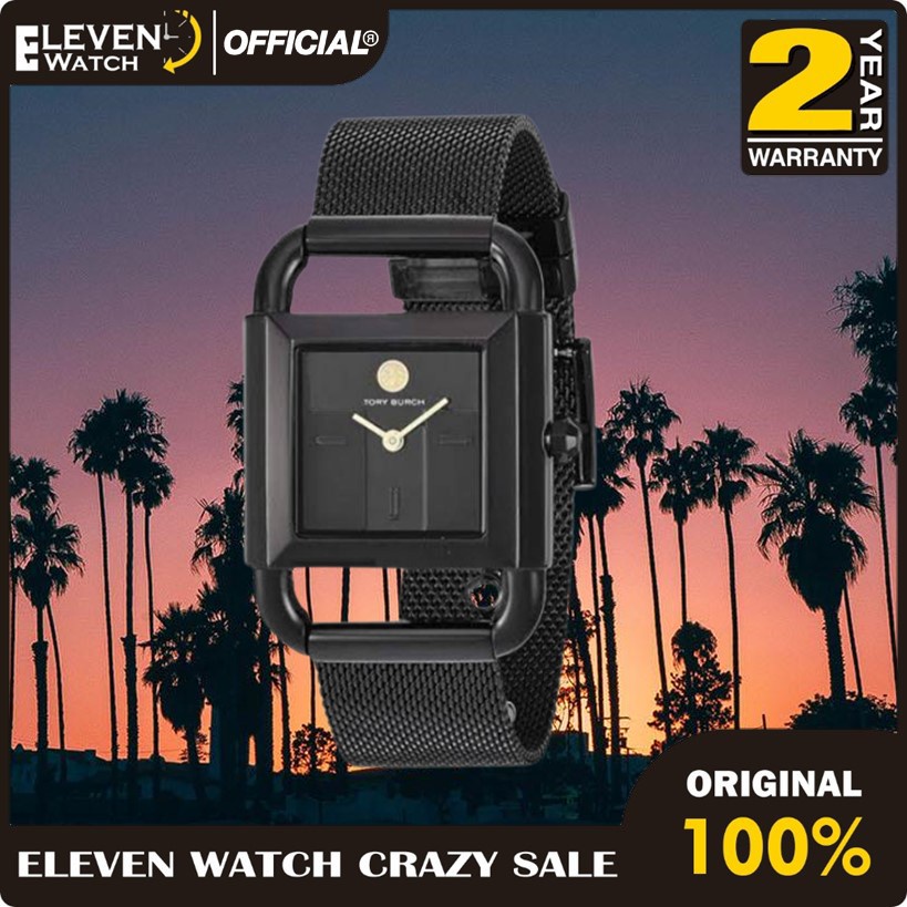 [Promo] Jam Tangan Wanita Tory Burch TBW7253 / TBW-7253 Phipps Black-tone Stainless Steel Mesh Brace