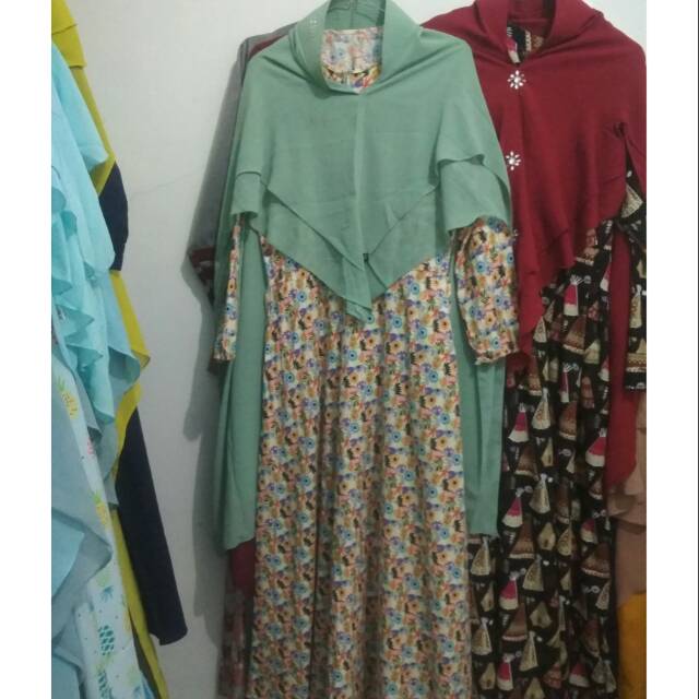 set gamis khimar ceruty pet antem Swarovski syari preloved/pl/second