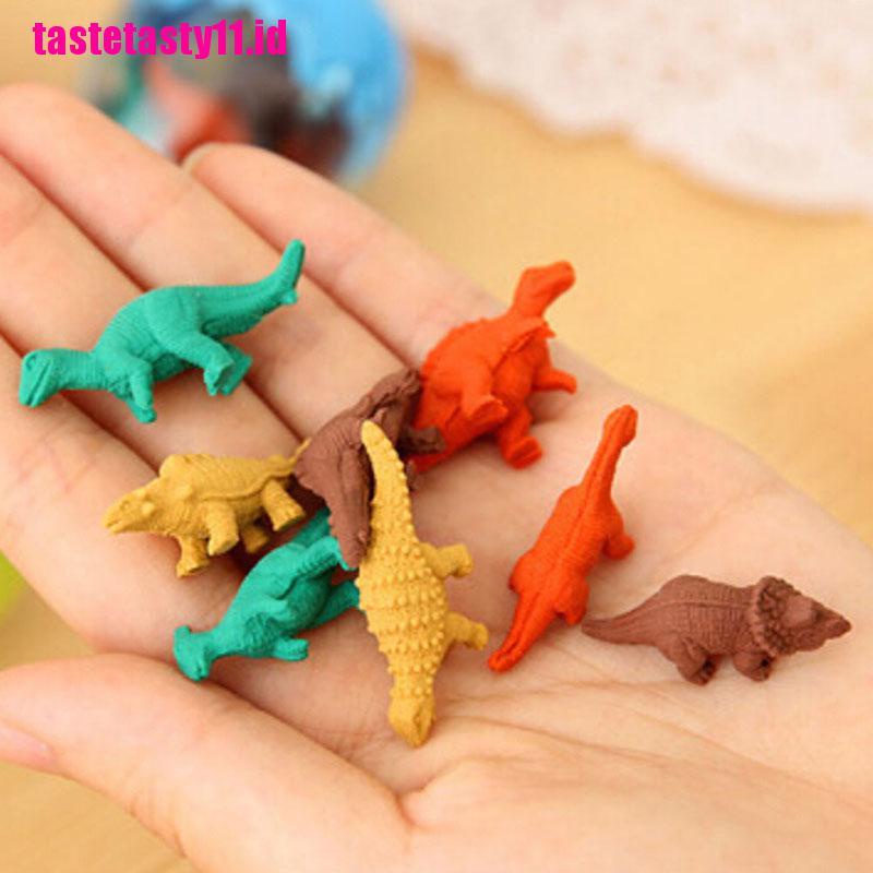 (TTID) 8pcs Penghapus Karet Bentuk Telur Dinosaurus Lucu Untuk Stationery Pelajar / Kantor