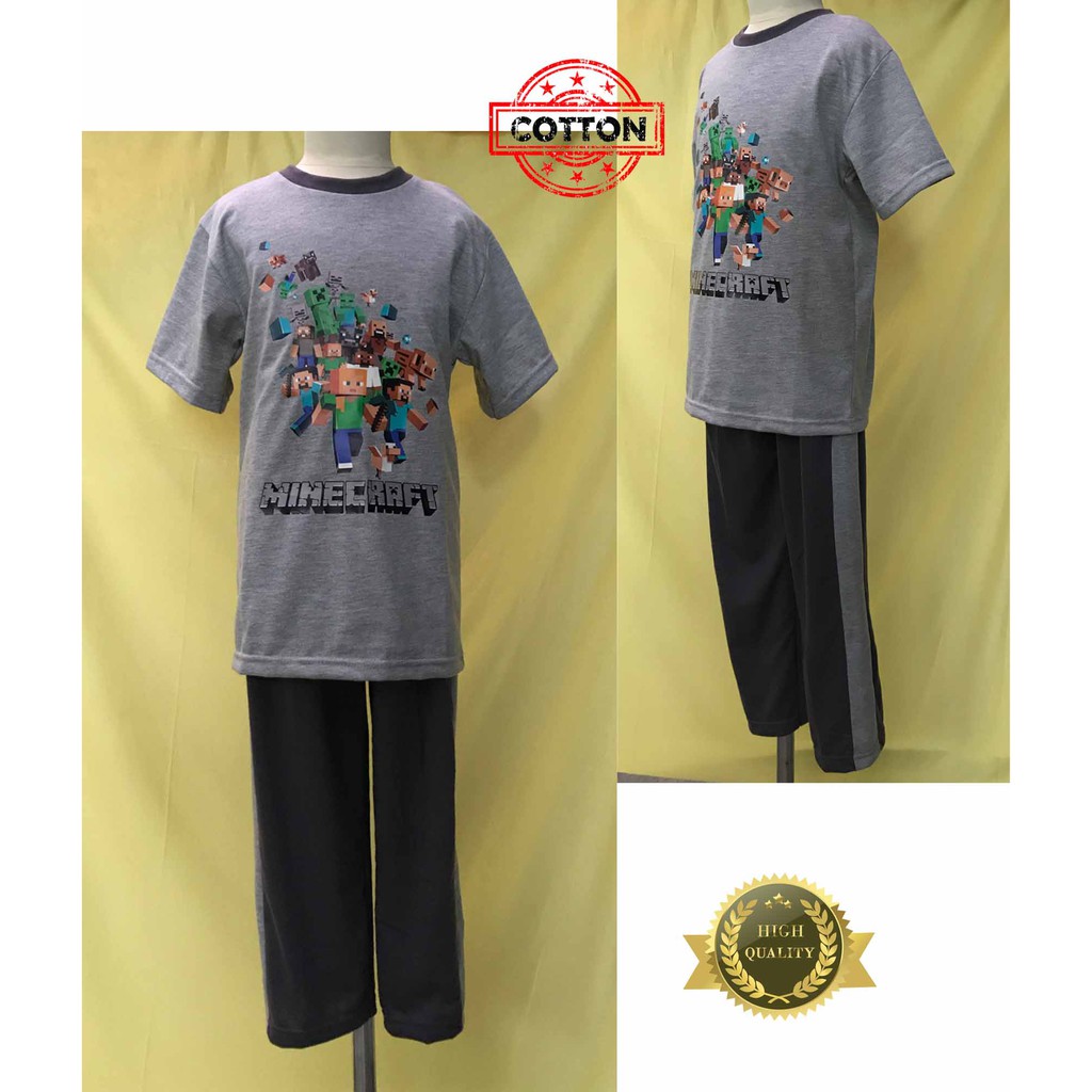 Baju Tidur Stelan Kaos Anak Cowok Minecraft Pr