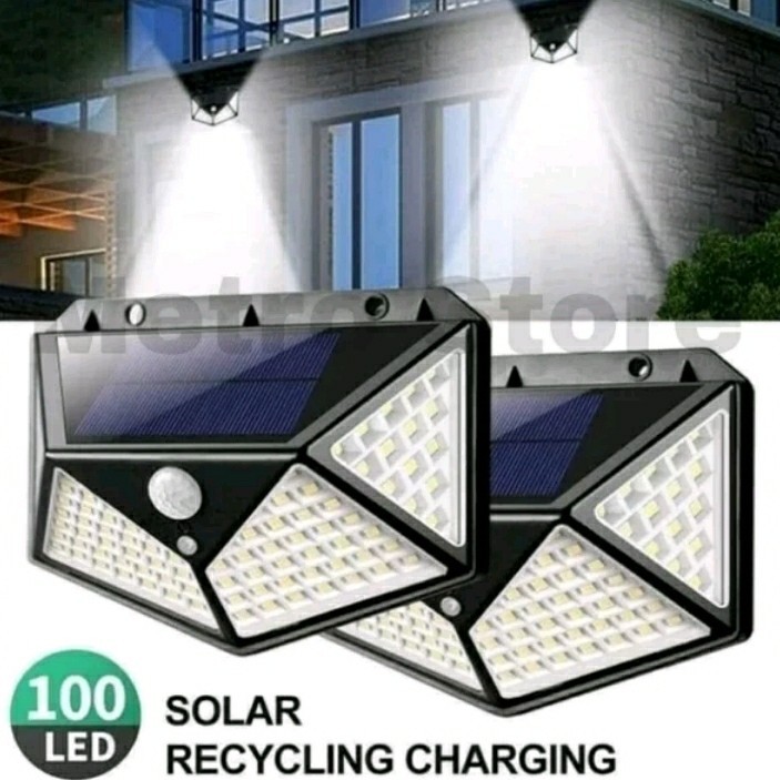 Lampu Solar Tenaga Surya 100 LED Lampu Dinding Taman Sensor Gerak