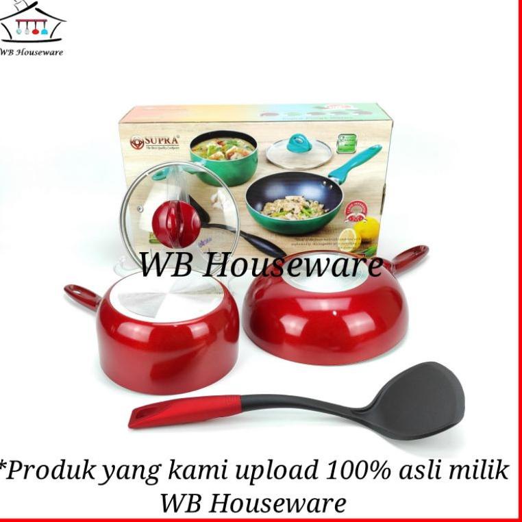 Panci set / panci set aluminium / Supra  Cookware set 4pc rosemary | panci set supra - merah Y2B6