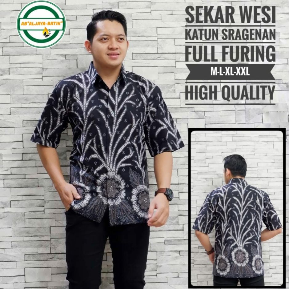 Kemeja Batik Lengan Pendek Pria Batik Pria Lapis Furing Terbaru SEKAR WESI