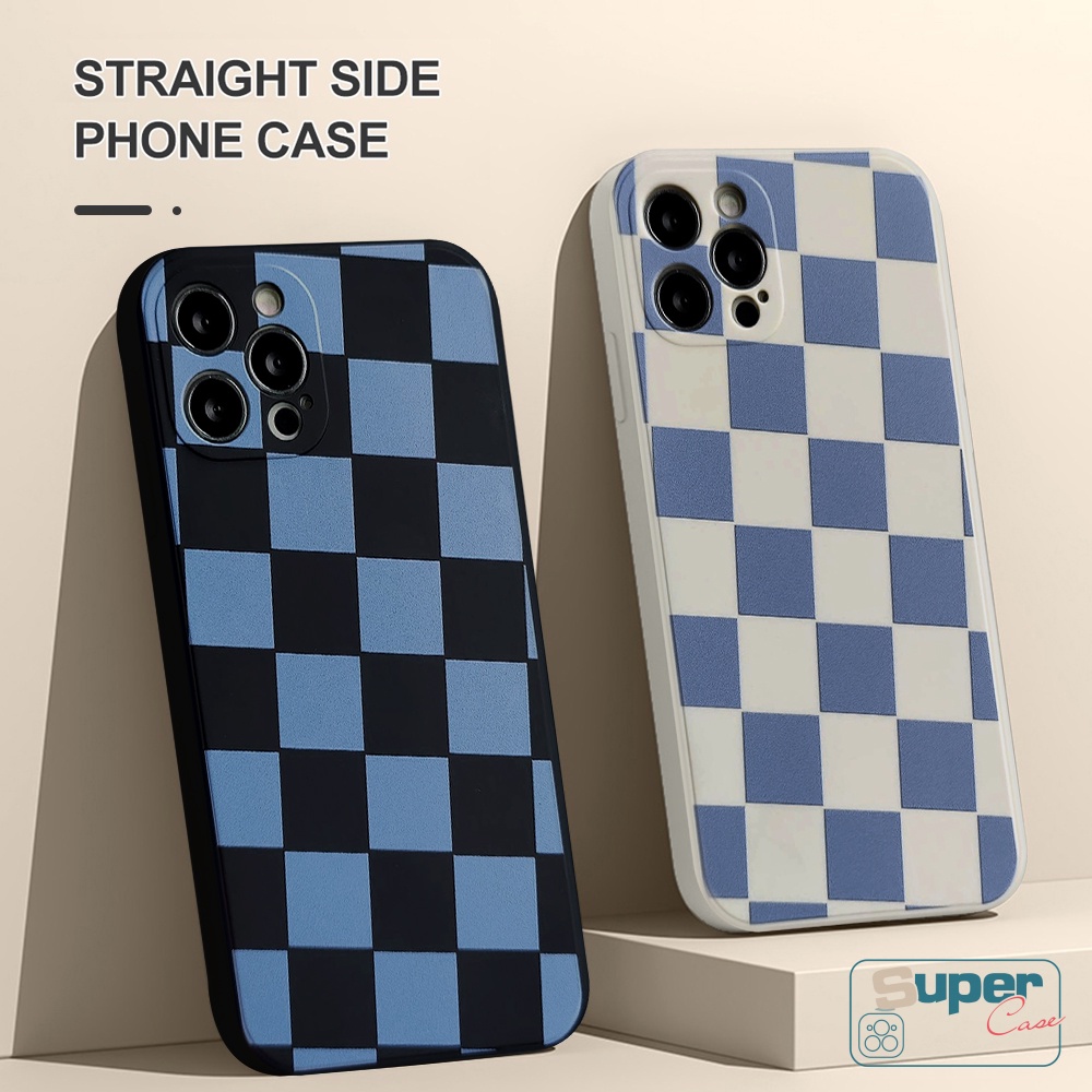 Casing Tpu Lembut Kotak-Kotak Redmi 12c10 9T A1 9A 9 9C NFC Note8 9 10 11 11s 10s Pro Plus Poco F4 M4 M5 M3 Pro F3 X3 Pro M3 MI 10 11 Lite 10T Chessboard Tepi Lurus Cangkang Telepon Couple