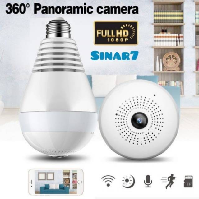 kamera CCTV WiFi bohlam panoramic 360 bulb lamp icsee V380 IP camera