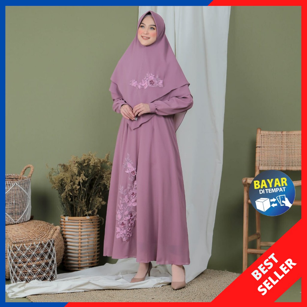 Premium Set Gamis Dewasa Queensha | Gamis Set Premium Bahan Ceruty Baby Doll | Bisa COD