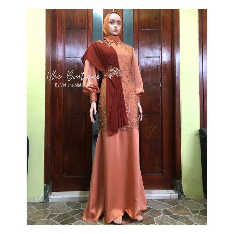Gamis Pesta Brukat Tile/ Gamis Kondangan Seragam/ Gamis Jumbo Wanita/ Fashion Muslim - Size S M L XL