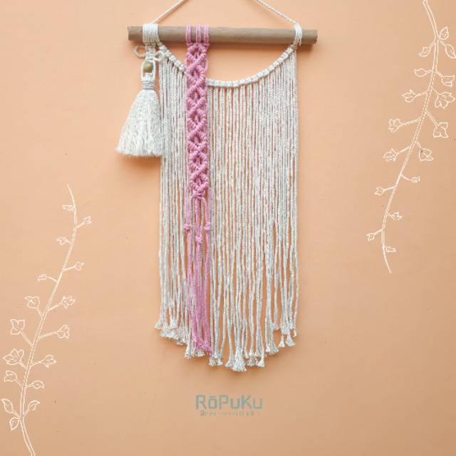 Macrame Wall Hanging / Hiasan Dinding Tali Katun / tali macrame warna pink