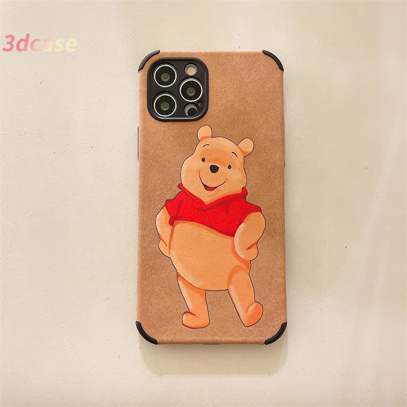 Soft Case Compatible For IPhone 11 12 PRO MAX 11 12 6 7 6S 8 Plus X XR XSMAX Se 2020 6SPlus 7Plus 6Plus 8Plus XS A9 A5 A53 2020 A7 A5S A15 A54 A3S Cartoon Cute Winnie the Pooh Lamb Skin Leather Phone Case